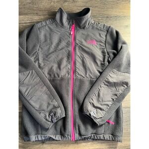 The North Face Youth Girls Gray Pink Denali Jacket Size L/14-16